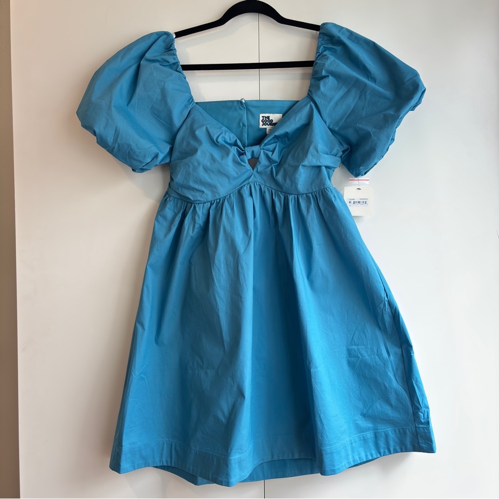 The Good Journey Short Poplin Dress, Cendre Blue Size S (8)